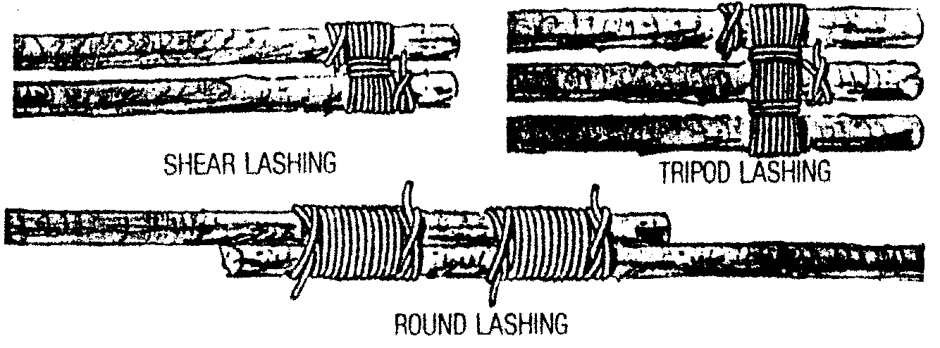 Round, Shear, Tripod Lashing